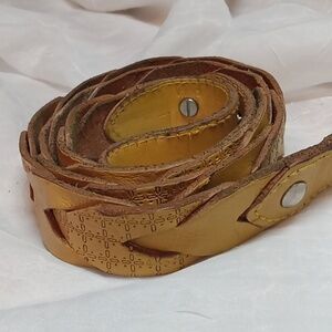 Fossil tan women's leather braided belt